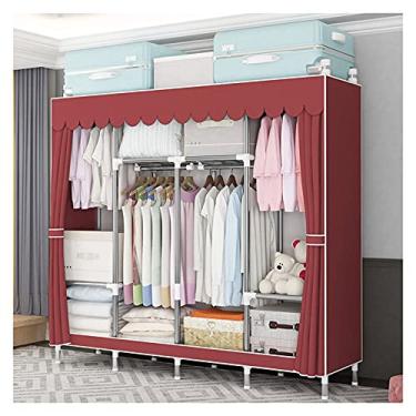 Imagem de KIZQYN Armário de combinação de armário de guarda-roupa portátil armários de guarda-roupa 65" x 17,7" x 67" organizador de armazenamento de roupas armário organizador de armário portátil armário armário guarda-roupa (cor: rojo)