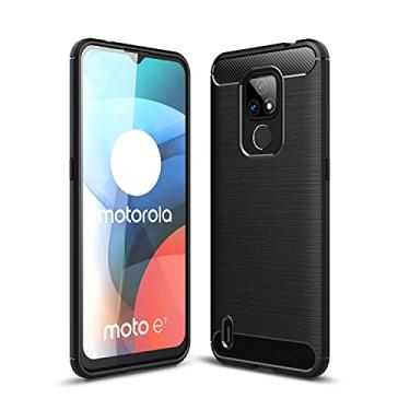 Imagem de Capas de telefone Caso de proteção para Motorola Moto E7 2020 Caso Textura de fibra de carbono à prova de choque Tpu. Caso Anti-choque Shatter-resistente ao telefone celular Capa protetora da capa (C