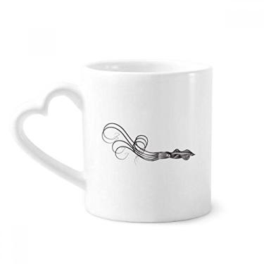 Imagem de Caneca com ilustração de polvo da vida marinha preta caneca de café cerâmica copo de coração de vidro