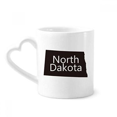 Imagem de North Dakota America Mapa EUA Caneca contorno café cerâmica copo de coração de vidro