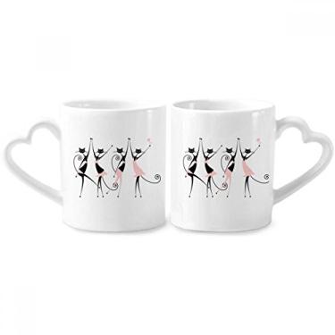 Imagem de Celebrate Party Cheers Conjunto de canecas de porcelana para casais, gatos, com alça de coração