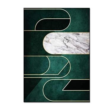 Imagem de Tapete Tapete Para Casa Carpete Macio Verde Esmeralda Geométrica Linha Dourada Marmorizado Sala De Estar Decoração de Casa (Color : A, Size : 80X160CM)