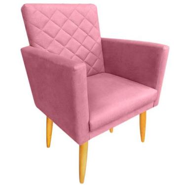 Imagem de Poltrona Decorativa Maitê Suede Rosa Para Casa - 2M Decor