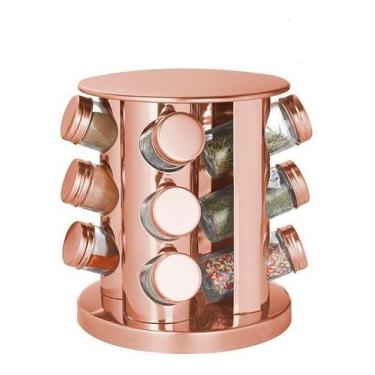 Imagem de Porta Temperos 12 Peças Rose Gold Giratório Cozinha Linda - Haüskraft