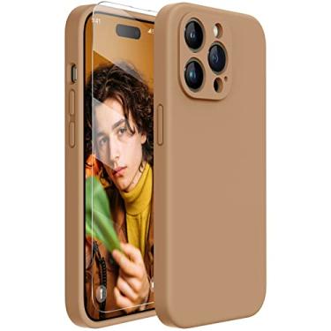 Imagem de Miracase Capa de celular projetada para iPhone 14 Pro Max com protetor de tela, [proteção aprimorada da câmera], capa de silicone líquido à prova de choque com forro de microfibra, 17 cm, chocolate