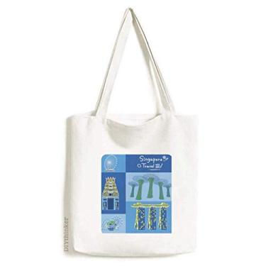 Imagem de Bolsa de lona Singapura com ponto de viagem, bolsa de compras casual