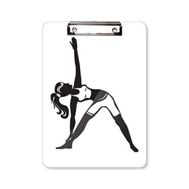 Imagem de Yoga Girl Stretching Keep Silhouette Prancheta Pasta, Bloco de Escrita Placa de Apoio A4