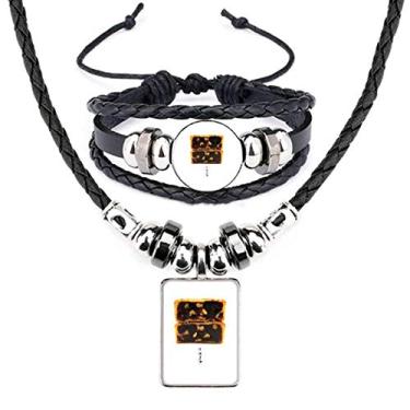 Imagem de Conjunto de joias de pulseira de couro com pingente de lua de nogueira