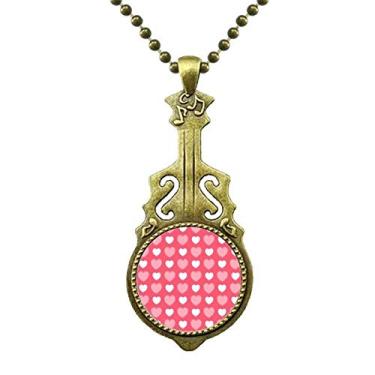 Imagem de Colar com pontos de coração rosa e branco para dia dos namorados, joia antiga com pingente de música