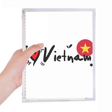 Imagem de I Love Vietnam Palavra Bandeira Love Heart Ilustration Caderno de folhas soltas Diário Recarregável Diário Papelaria