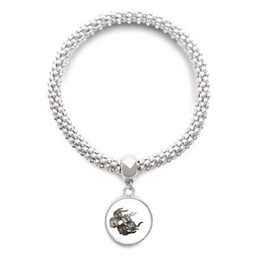 Imagem de DIYthinker Pulseira de prata chinesa estilo cinco Goblins com pingente e corrente ajustável