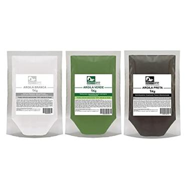 Imagem de Kit Argilas Branca, Verde E Preta 1kg - Dermare 100% Puras