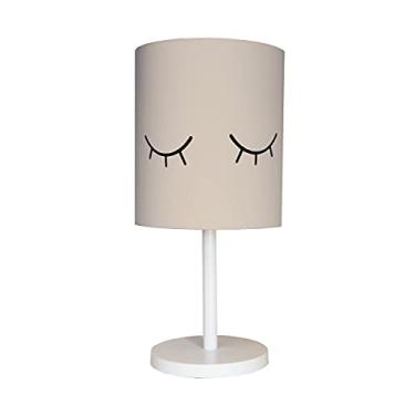 Imagem de Abajur Infantil Olhinho Base Branca Cúpula 20x43 Cor: Cáqui