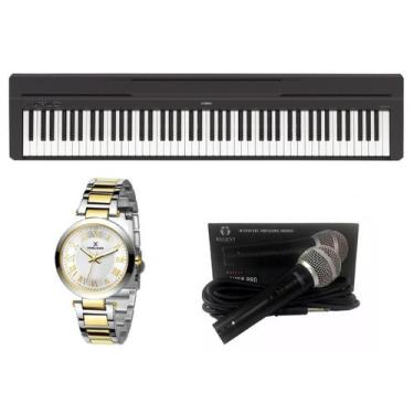 Imagem de Kit Piano Digital Yamaha P45 Microfone E Relógio Dk11214-3