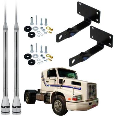 Imagem de 2 Antena Móvel Px Inox 2,70 metros Alongador 60cm Suporte Dianteiro Vo