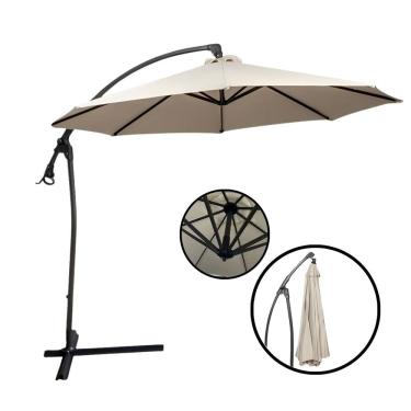 Imagem de Ombrelone Lateral Suspenso 3 Metros Jardim com Base e Manivela Importway Iwoblb-300