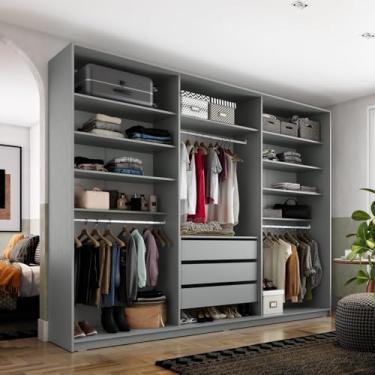 Imagem de Closet Casal 100% Mdf Bp 237cm 3 Gavetas Monreale Cinza