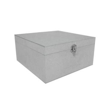 Imagem de Caixa Quadrada com Dobradiça e Fecho Níquel 20x20x10 Kit 20un Mdf Made