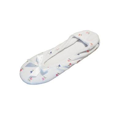 Imagem de isotoner Pantufas femininas bordadas Terry Ballerina, Laço branco macio, 8-9