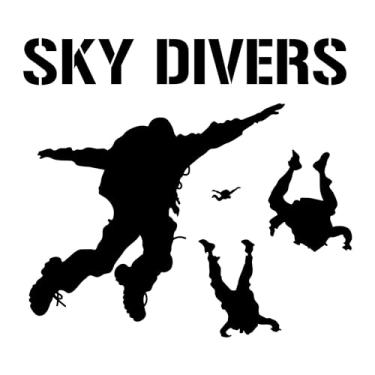 Imagem de Nursery Sky Divers Floating Skydivers Airborne Forces Wall Design Wall Art Sticker Designs Adesivos de Vinil para Casa Paredes Quartos Janelas Quarto Decoração Tamanho (71 x 71 cm)