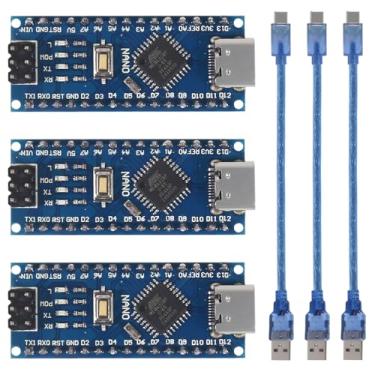 Imagem de DWEII Placa Nano Pré-Soldada 3 Peças Ch340/Atmega328P Ch340G Chip 5V 16M, Com Cabo Usb Compatível Arduino (Porta C)