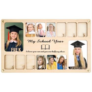 Imagem de MaiQidd Porta-retrato escolar pré-escolar ao 12, moldura de graduação, moldura de ano escolar pré-escolar 12 para presentes de formatura e decoração de festa, 14 fotos (A)
