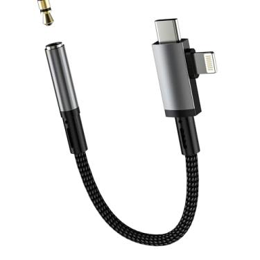 Imagem de Adaptador USB C Lightning para conector de fone de ouvido de 3,5 mm (2 em 1) para iPhone 16 15 14 Pro Max AUX divisor de cabo de áudio para Apple MFI conector auxiliar de fone de ouvido para iPad