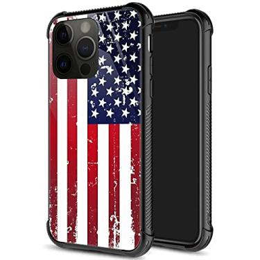 Imagem de Capa compatível com iPhone 14 Pro Max, capas com bandeira americana para iPhone 14 Pro Max para homens e meninos, design padrão à prova de choque, capa de vidro orgânico antiarranhões para Apple iPhone 14 Pro Max 6,7 polegadas