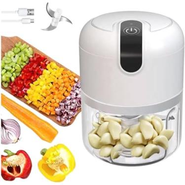 Imagem de Mini Processador Automático Recarregável 250ml com Lâminas Inox Portátil, USB Ideal para Alho Cebola Temperos Frutas Cozinha Rápida e Sem Fio