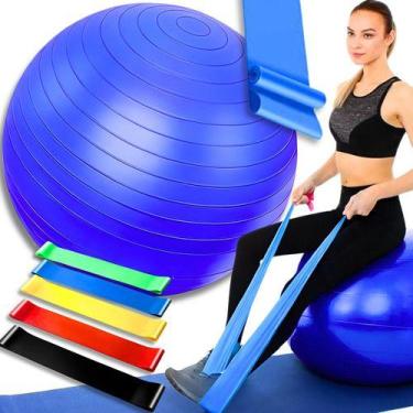 Imagem de Kit Bola De Pilates Elástico Treino Faixa Elástica Mini Band - Prime B