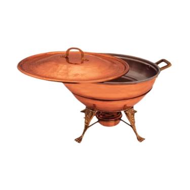 Imagem de Rechaud Fogareiro Redondo e Panela em Cobre Banho Maria 11L