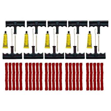 Imagem de Kit Reparo Pneu Profissional Remendo Sem Camara Carros Motos - 5 Kits 