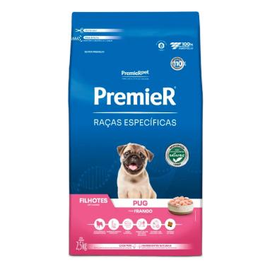 Imagem de Ração Premier Raças Específicas Pug Cães Filhotes Frango 2,5kg