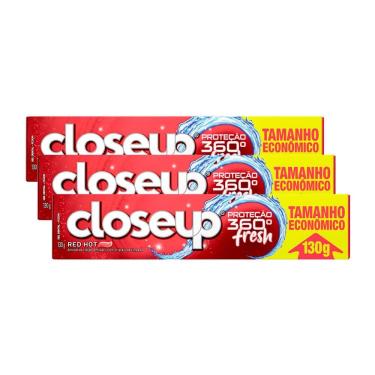 Imagem de Kit 3 Creme Dental em Gel Closeup Proteção 360º Fresh Red Hot 130g