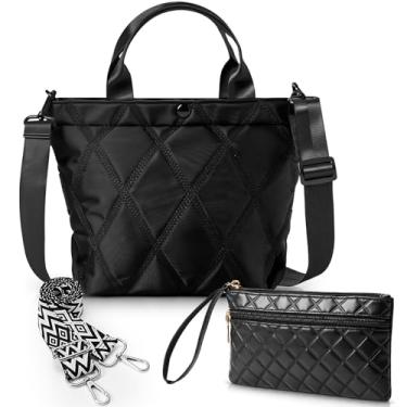 Imagem de Abbylike Bolsa feminina acolchoada com alça ajustável e bolsa de ombro para viagem, trabalho, esportes, academia, Preto