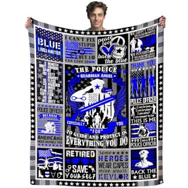 Imagem de TAPBASE Cobertor de polícia presentes de agradecimento para homens, meninos, crianças, acessórios de equipamento de polícia, cobertores de linha azul, presente de formatura da academia de polícia para