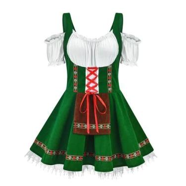 Imagem de Vestido Dirndl Alemão Bávaro - Fantasia Tradicional para Oktoberfest e