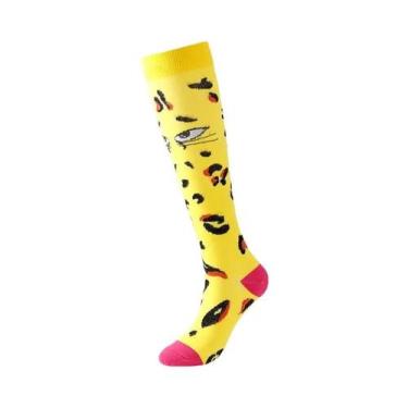 Imagem de Meias De Compressão Amarelas 20-30mmHg Para Homens Esportes Ciclismo F