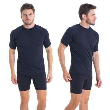 Imagem de Conjunto Camiseta Curta e Bermuda Térmica Segunda Pele Trygg Proteção UV50+ (M, Preto - Preto)