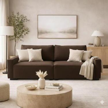 Imagem de Sofá 3 Lugares Moderno Contemporâneo Sala Recepção Suede Cor:Rose - On