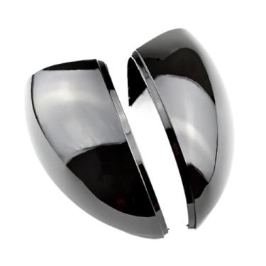 Imagem de 2 peças de fibra de carbono brilhante preta tampa do espelho retrovisor lateral do carro compatível com Vw Tiguan 2008-2016 / para Sharan 2012-2018 / para Skoda Yeti 2008-2019(Black)