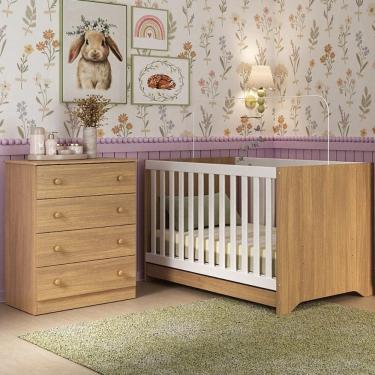 Imagem de Berço Americano 3 em 1 com Cômoda 4 Gavetas Encanto Multimóveis MP4687