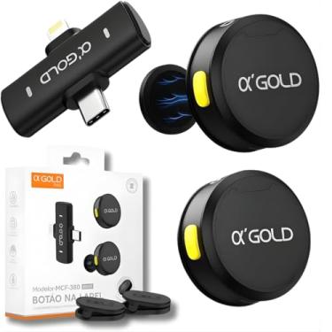 Imagem de Microfone de Lapela Duplo Sem Fio α’GOLD Premium – Áudio Profissional, Cancelamento de Ruído, 10h Bateria, Compatível com iPhone e Android USB-C, Ideal para Vídeos, Lives e Podcasts