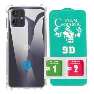 Imagem de Kit Capa Capinha Anti-Impacto Premium Transparente + Película de Cerâmica 9D para Motorola Moto G54