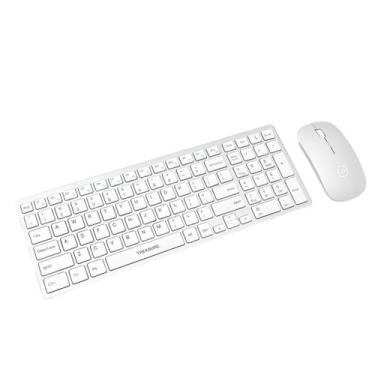 Imagem de Kit Teclado Mouse Sem FioBateria Wireless Bluetooth ABNT2 Preto Branco
