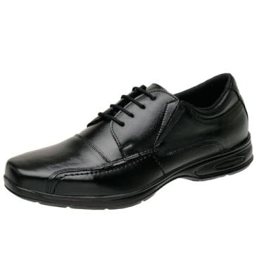 Imagem de Sapato Confort Social Masculino Couro Ortopédico Preto de Amarrar 5070 (Preto, BR, Adulto, Numérico, 46)