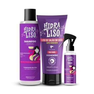 Imagem de HidraLiso + Shampoo + Termo Spray - Liso de Salao em Casa, Alisante Para Cabelo Organico, Progressiva de Chuveiro Sem Formol