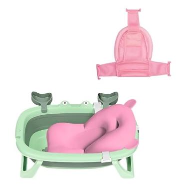 Imagem de Kit Banheira Bebê Com Almofada Antiderrapante E Rede Segura