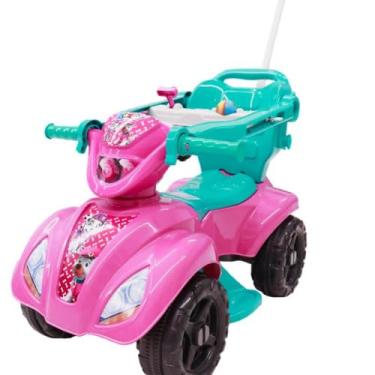 Imagem de Quadriciclo Infantil com Haste, Rosa e Verde, 1-3 Anos, 60 x 35 x 53 cm
