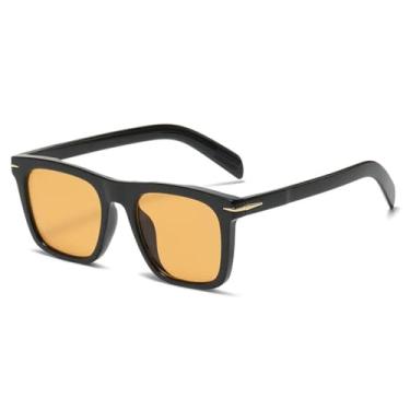 Imagem de Óculos de sol vintage masculino anti-luz azul, óculos de sol da moda, gradiente, leopardo, preto, amarelo, 142 mm